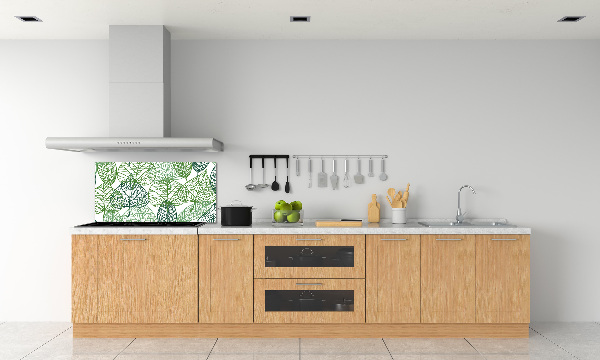 Glazen achterwand keuken Patroon van groene bladeren