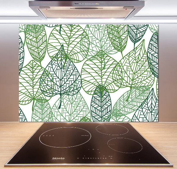 Glazen achterwand keuken Patroon van groene bladeren