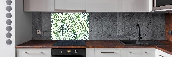 Glazen achterwand keuken Patroon van groene bladeren