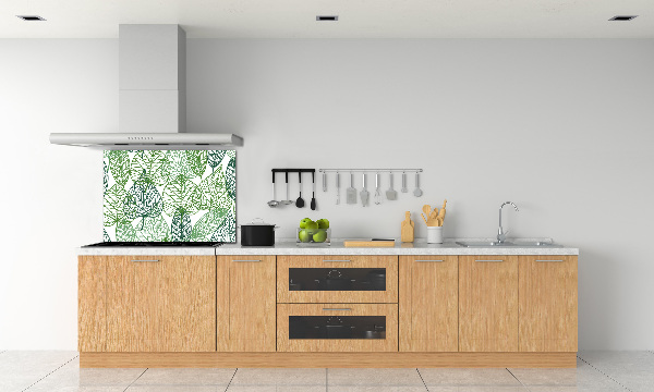 Glazen achterwand keuken Patroon van groene bladeren