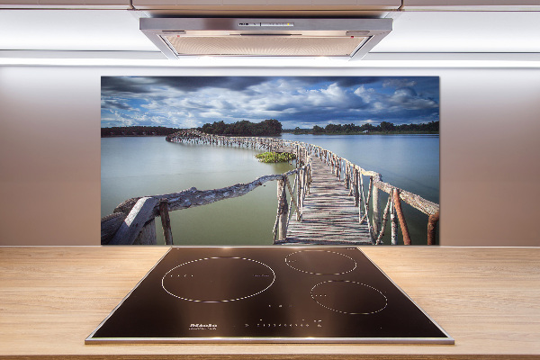 Spatscherm keuken Houten brug