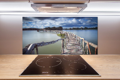 Spatscherm keuken Houten brug