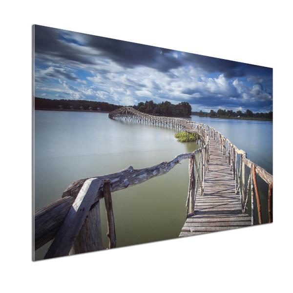 Spatscherm keuken Houten brug
