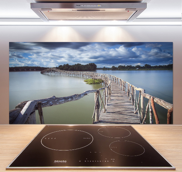 Spatscherm keuken Houten brug