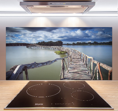 Spatscherm keuken Houten brug