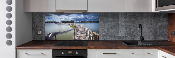 Spatscherm keuken Houten brug