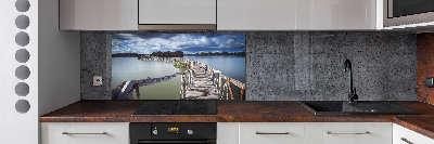 Spatscherm keuken Houten brug