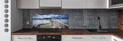 Spatscherm keuken Houten brug