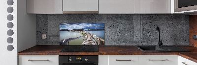 Spatscherm keuken Houten brug