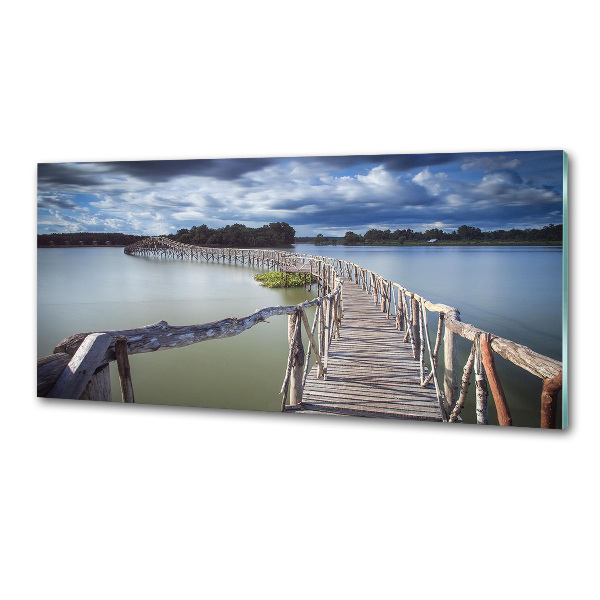 Spatscherm keuken Houten brug