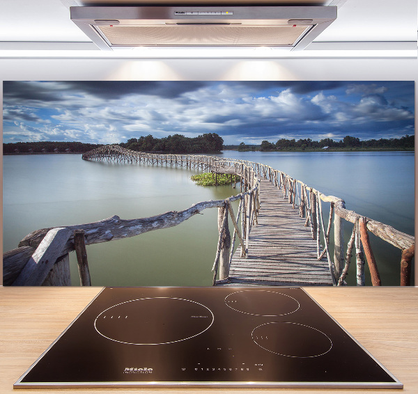 Spatscherm keuken Houten brug