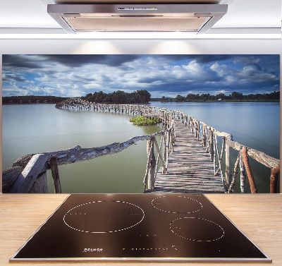 Spatscherm keuken Houten brug