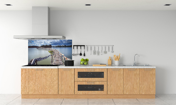 Spatscherm keuken Houten brug