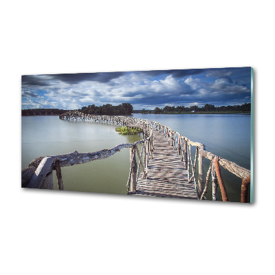 Spatscherm keuken Houten brug