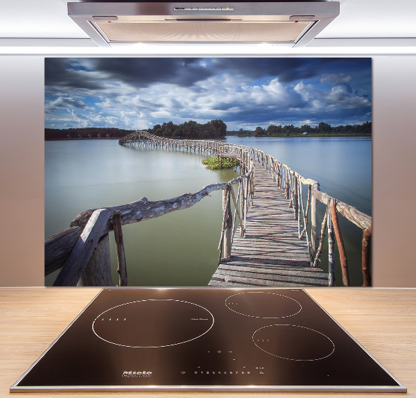 Spatscherm keuken Houten brug