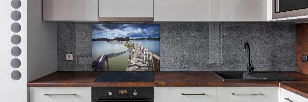 Spatscherm keuken Houten brug