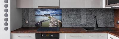 Spatscherm keuken Houten brug
