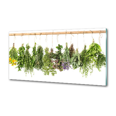 Glazen achterwand keuken Kruiden aan een touwtje