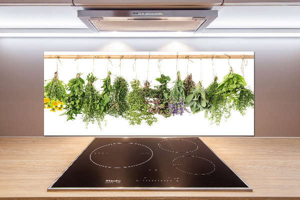 Glazen achterwand keuken Kruiden aan een touwtje