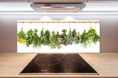 Glazen achterwand keuken Kruiden aan een touwtje