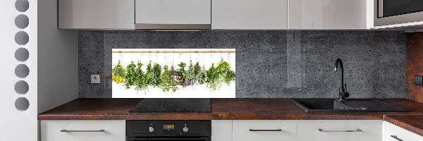 Glazen achterwand keuken Kruiden aan een touwtje