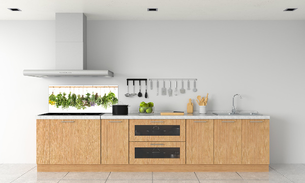 Glazen achterwand keuken Kruiden aan een touwtje