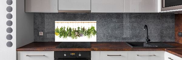 Glazen achterwand keuken Kruiden aan een touwtje