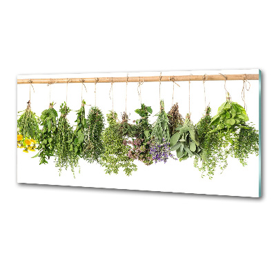 Glazen achterwand keuken Kruiden aan een touwtje