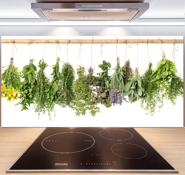 Glazen achterwand keuken Kruiden aan een touwtje