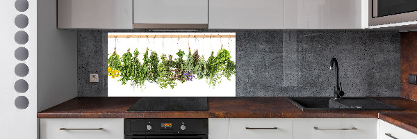 Glazen achterwand keuken Kruiden aan een touwtje