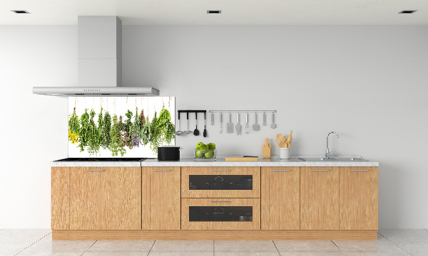 Glazen achterwand keuken Kruiden aan een touwtje