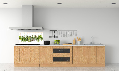 Glazen achterwand keuken Kruiden aan een touwtje