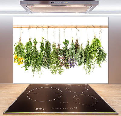 Glazen achterwand keuken Kruiden aan een touwtje