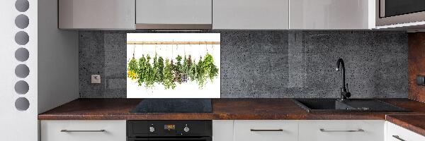 Glazen achterwand keuken Kruiden aan een touwtje