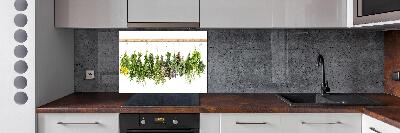 Glazen achterwand keuken Kruiden aan een touwtje