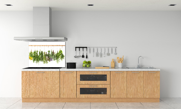 Glazen achterwand keuken Kruiden aan een touwtje