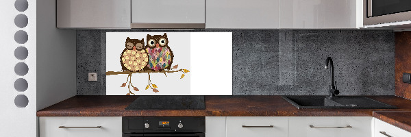Spatplaat keuken Twee uilen op een tak