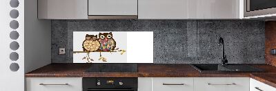 Spatplaat keuken Twee uilen op een tak