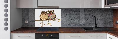 Spatplaat keuken Twee uilen op een tak