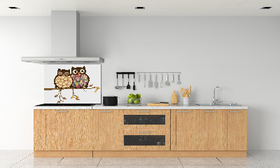 Spatplaat keuken Twee uilen op een tak