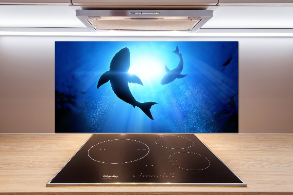 Keuken achterwand Twee haaien