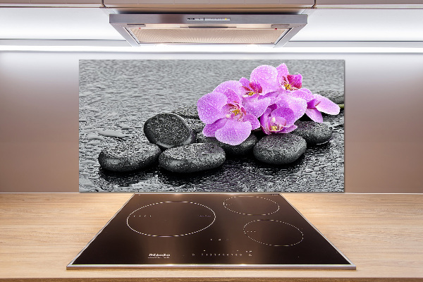 Panel do kuchni Storczyki kamienie