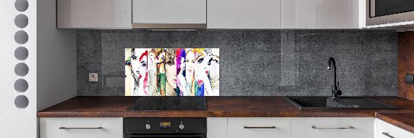 Glazen achterwand keuken Vrouwenportretten