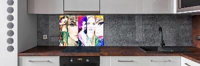 Glazen achterwand keuken Vrouwenportretten