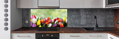 Glazen achterwand keuken Kleurrijke tulpen