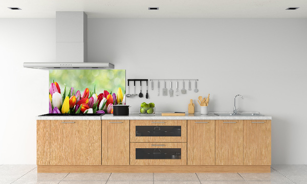 Glazen achterwand keuken Kleurrijke tulpen