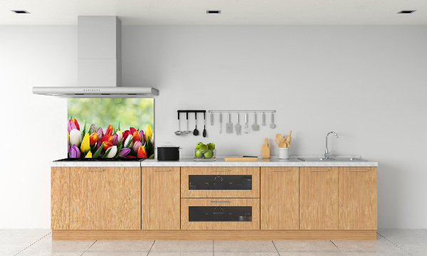 Glazen achterwand keuken Kleurrijke tulpen