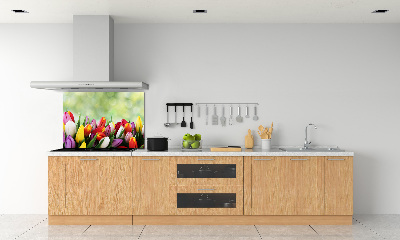 Glazen achterwand keuken Kleurrijke tulpen