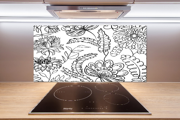 Spatscherm keuken Bloemenpatroon