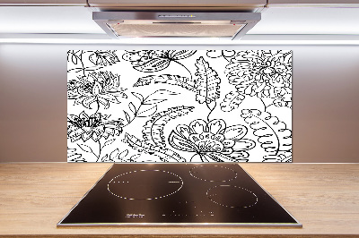 Spatscherm keuken Bloemenpatroon